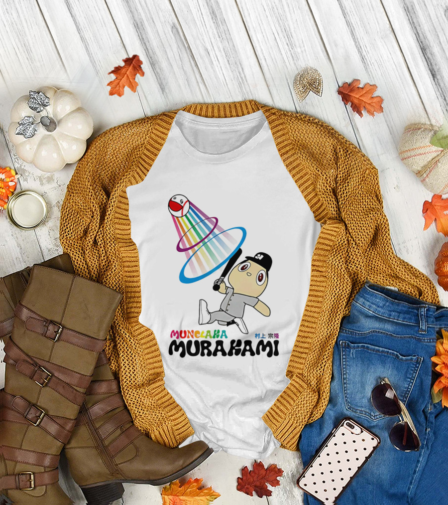Munehisa Murakami Rainbow Baseball Cartoon Player T-Shirt