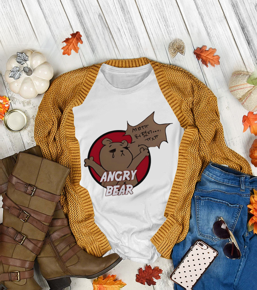 Angry Bear Cartoon Style with Speech Bubble T-Shirt