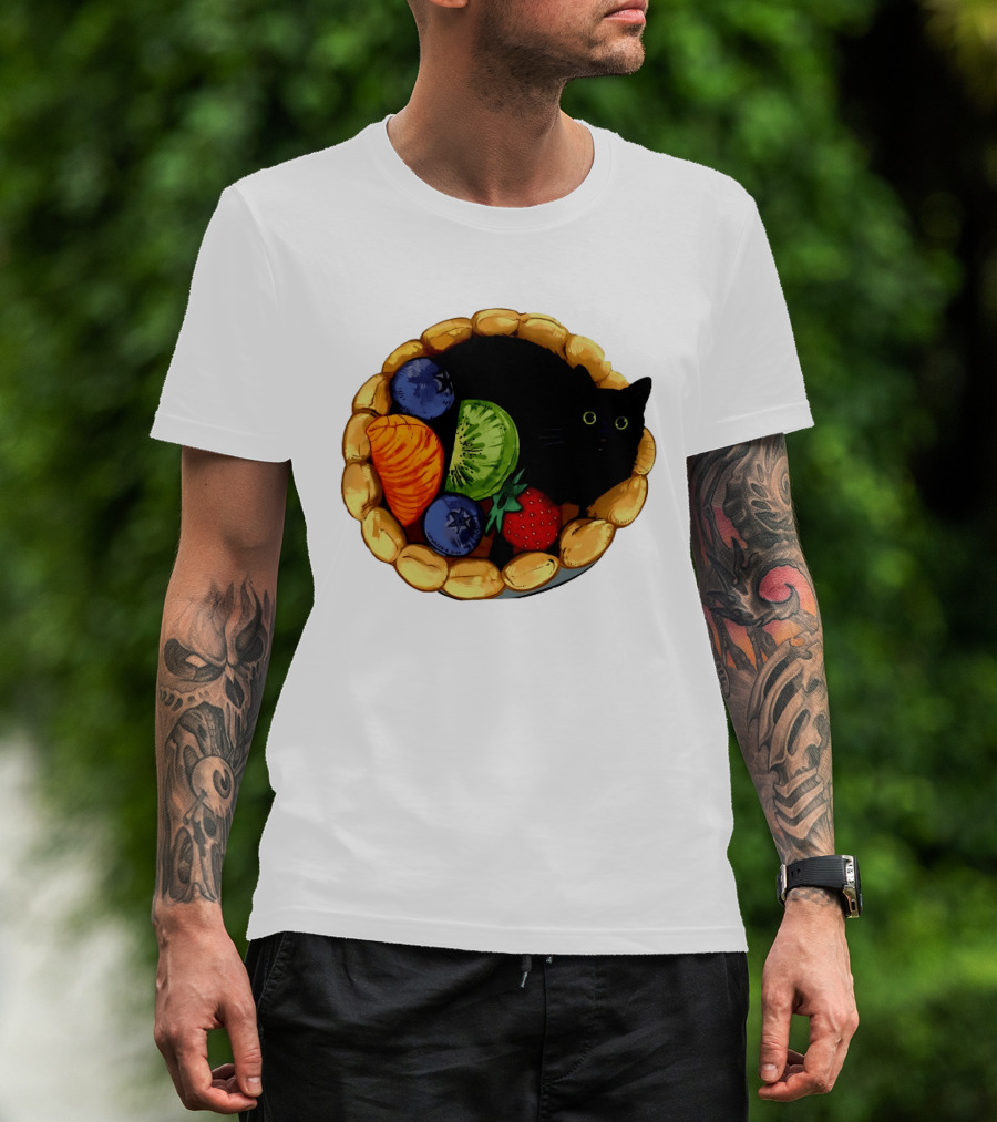 Black Cat Surrounded By Mixed Fruit Tart T-Shirt