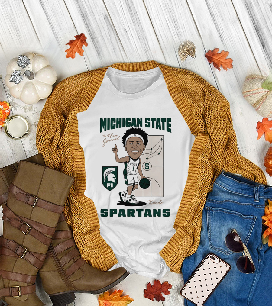 Michigan State Spartans Jeremy Fears Jr The Floor General Caricature T-Shirt