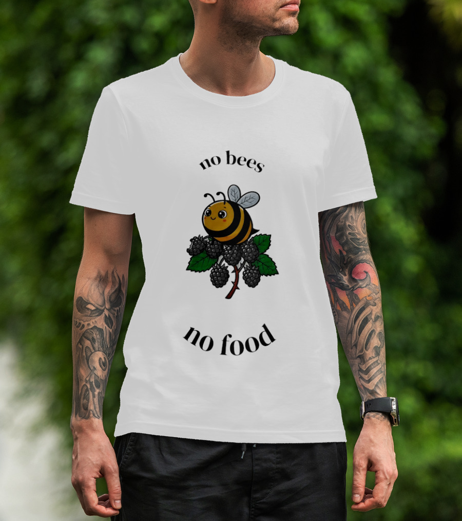 No Bees No Food Cute Bee On Leaf T-Shirt