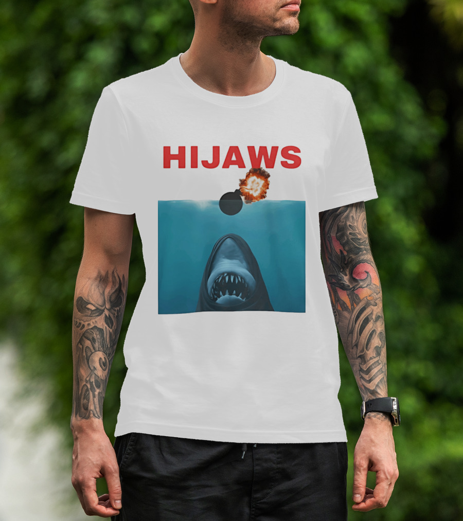 HIJAWS Jaws Bomb Explosion With Shark T-Shirt