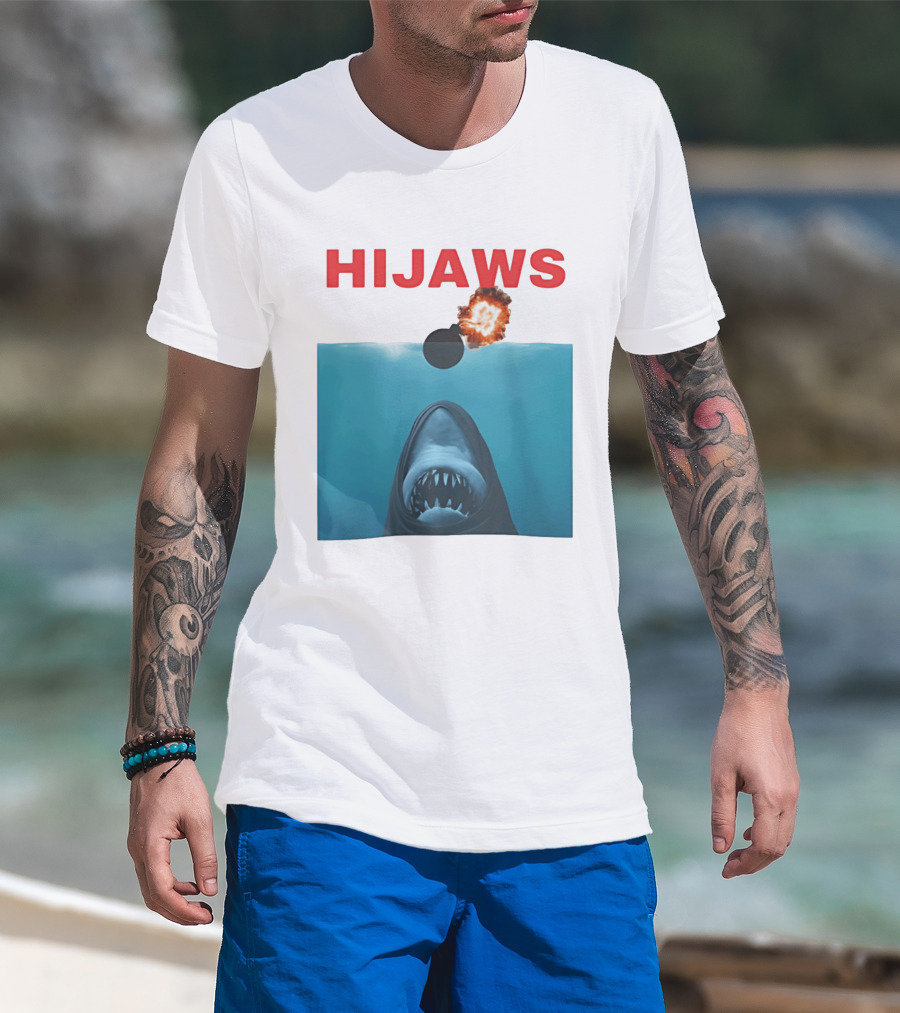 HIJAWS Jaws Bomb Explosion With Shark T-Shirt