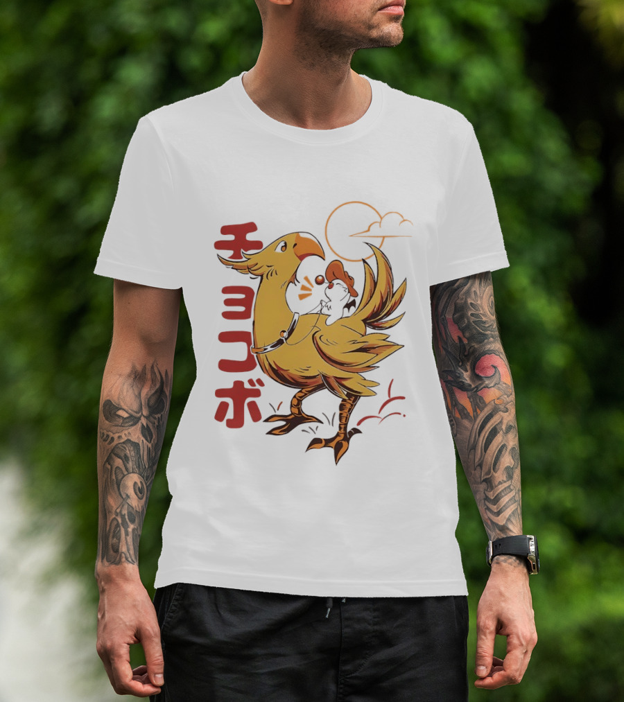 Kaweehaw Cowboy Moogle Riding Chocobo Retro Style Japanese T-Shirt
