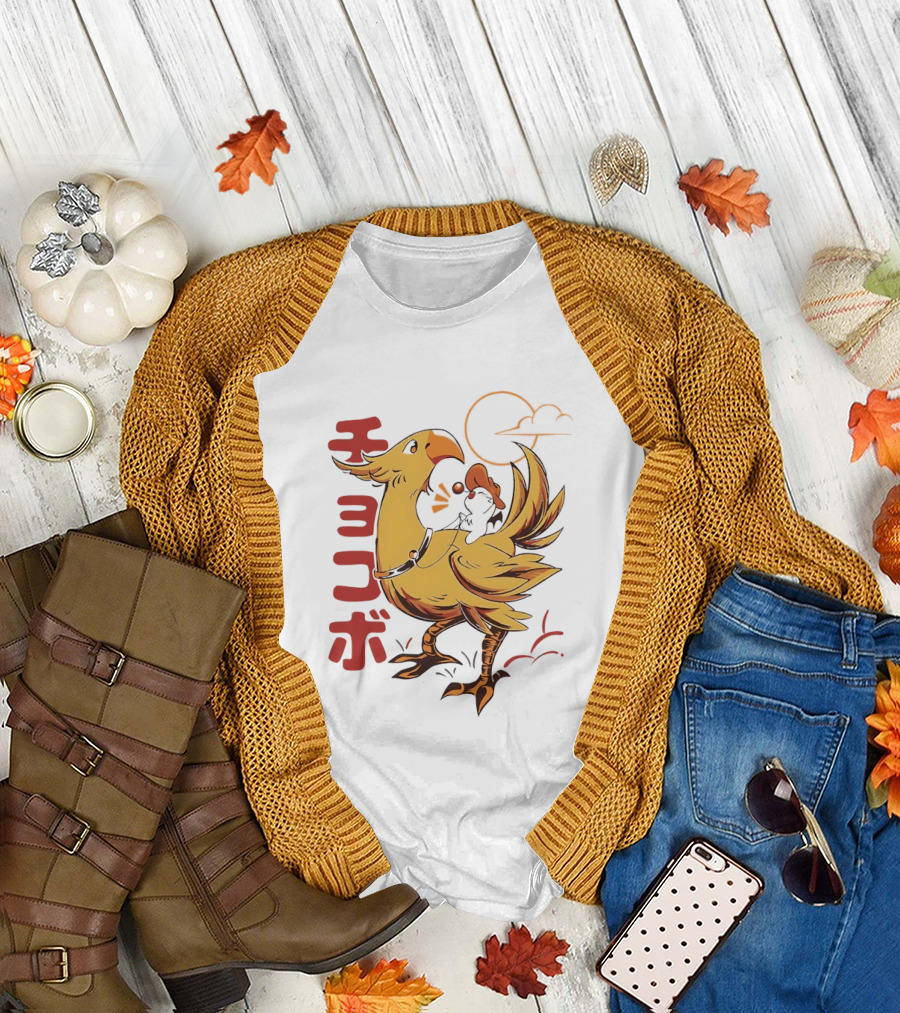 Kaweehaw Cowboy Moogle Riding Chocobo Retro Style Japanese T-Shirt