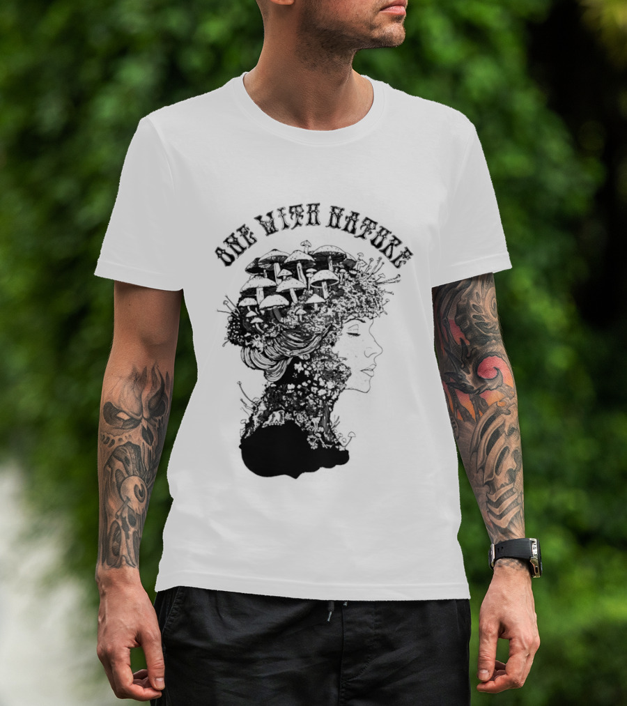 One With Nature Women Mushroom Psychedelic Fungi T-Shirt