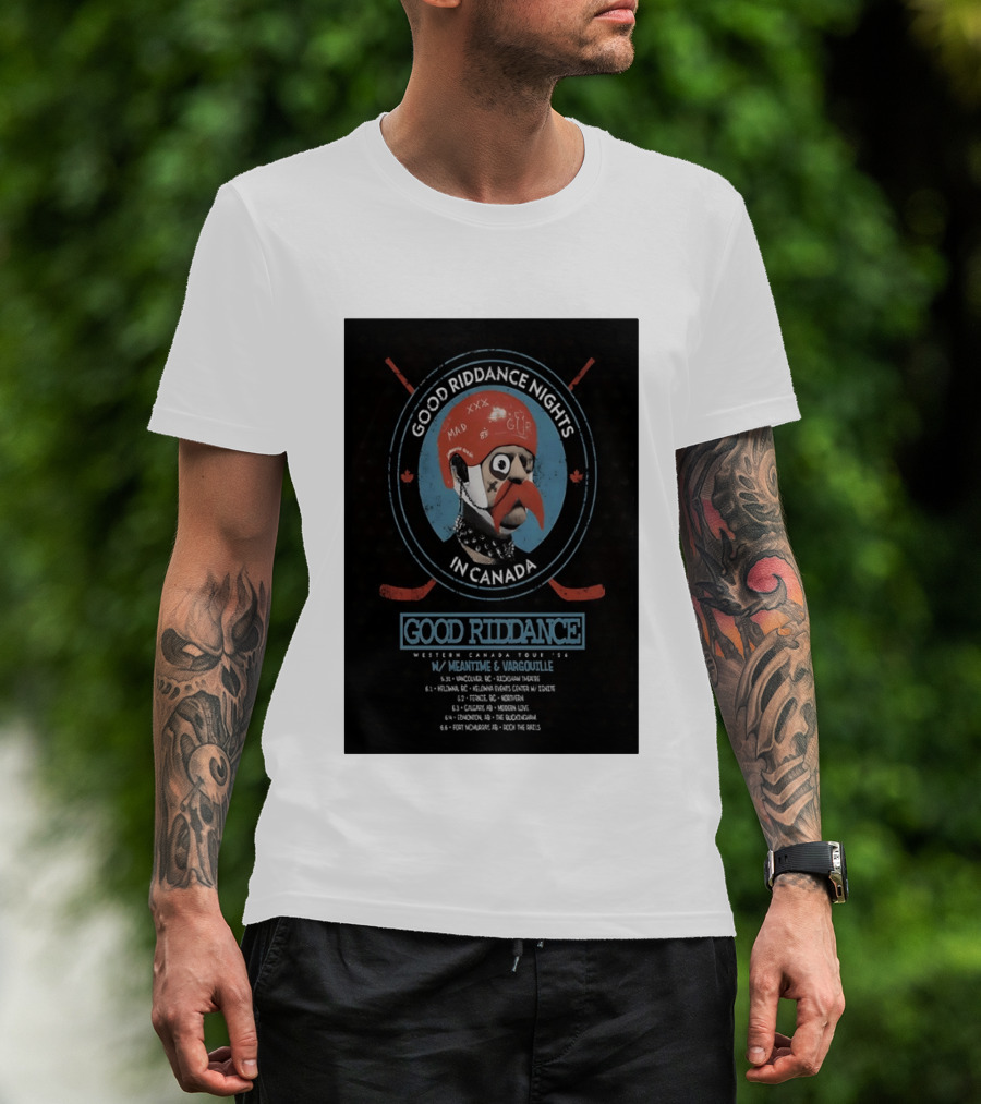 Good Riddance Nights In Canada Western Tour 2026 With Meantime And Vargouille T-Shirt