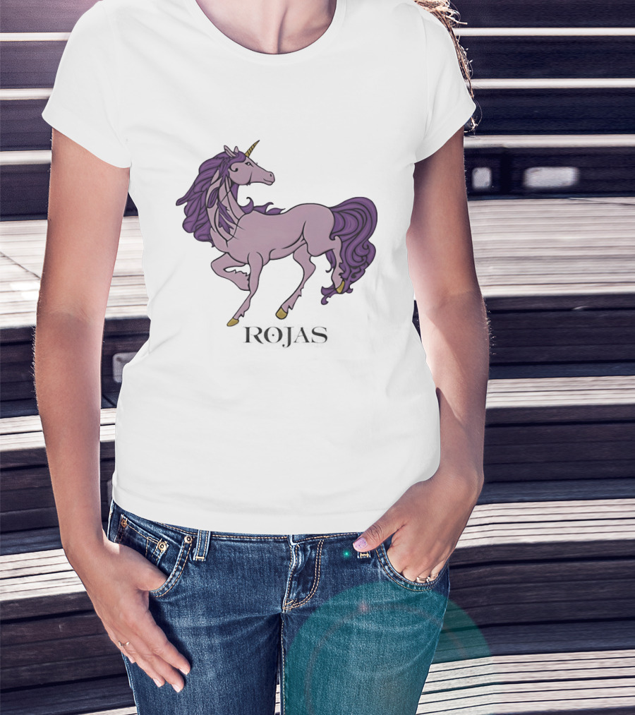 Rojas Pink Unicorn With Purple Mane T-Shirt