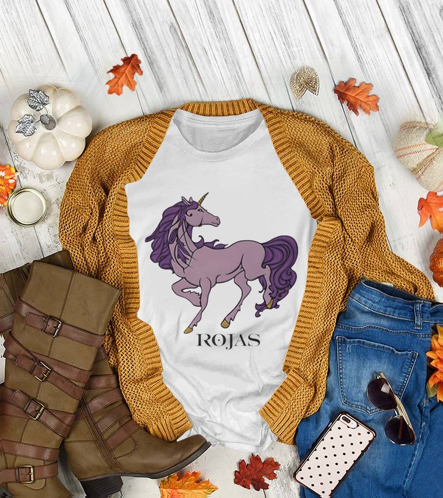 Rojas Pink Unicorn with Purple Mane T-Shirt