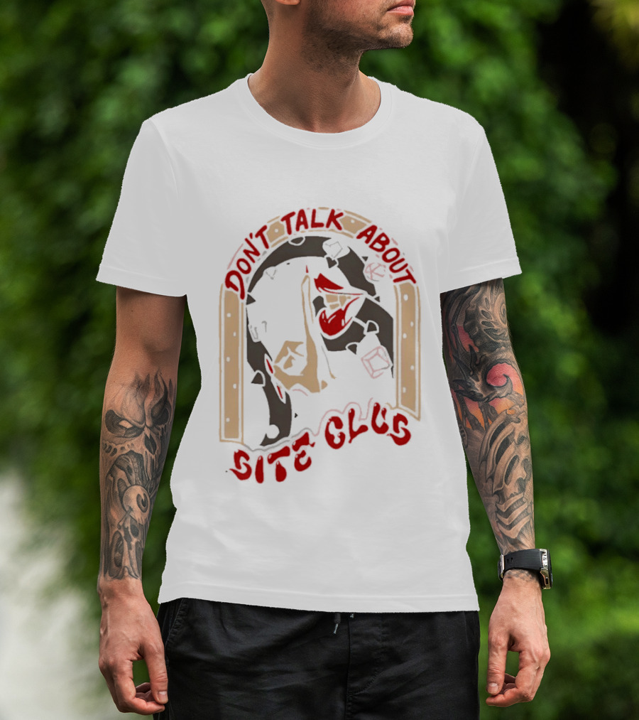 Don't Talk About Bite Club Sealed Lips Finger Gesture T-Shirt