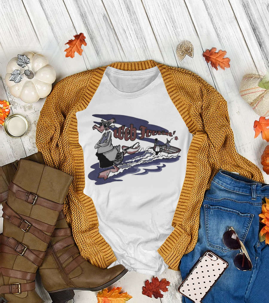 Web Footin' Cartoon Duck Boating Adventure T-Shirt