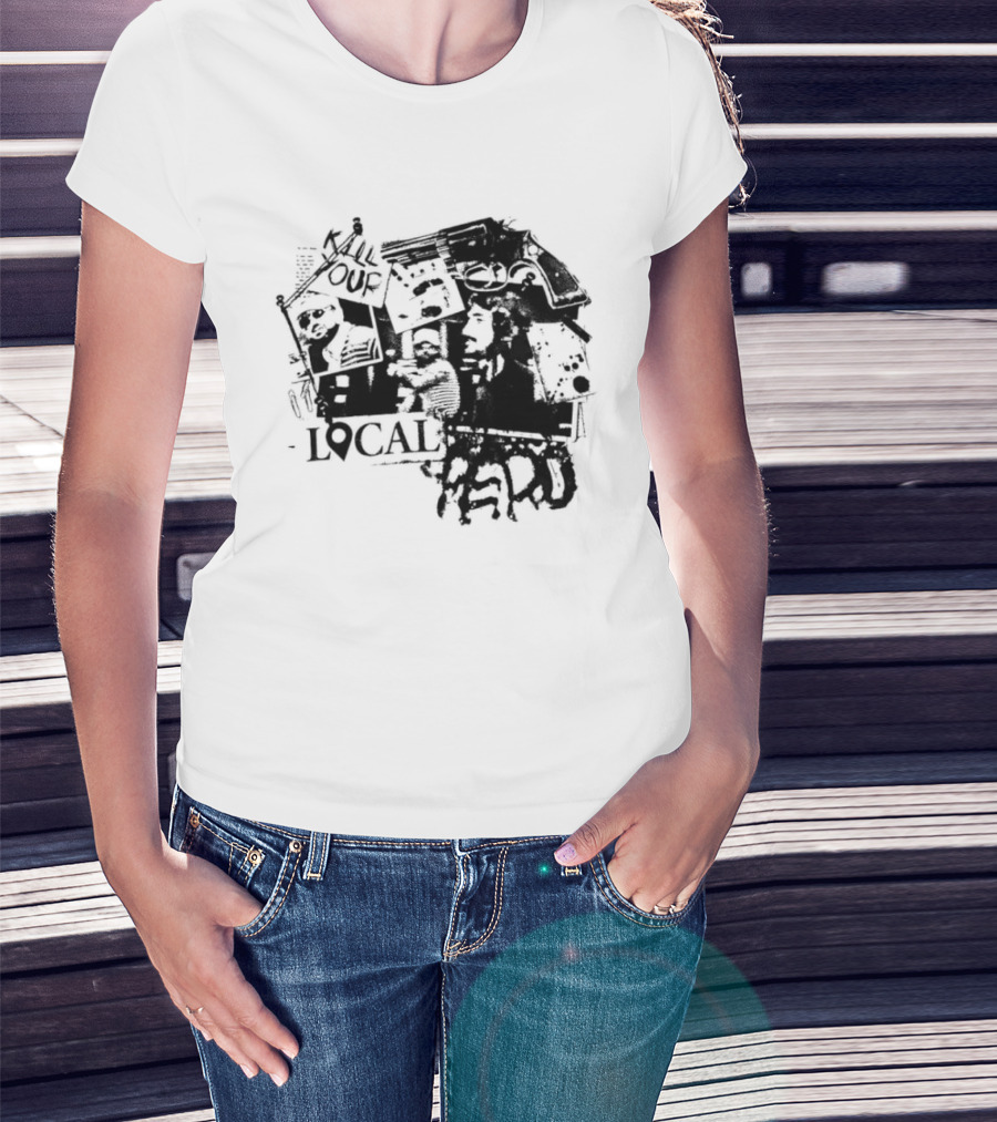 Kill Your Local Hero Revolver Collage Text Faces T-Shirt