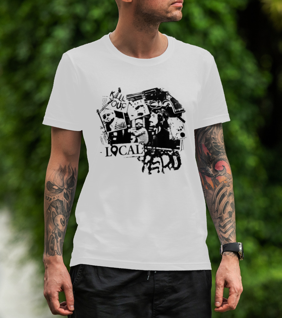 Kill Your Local Hero Revolver Collage Text Faces T-Shirt