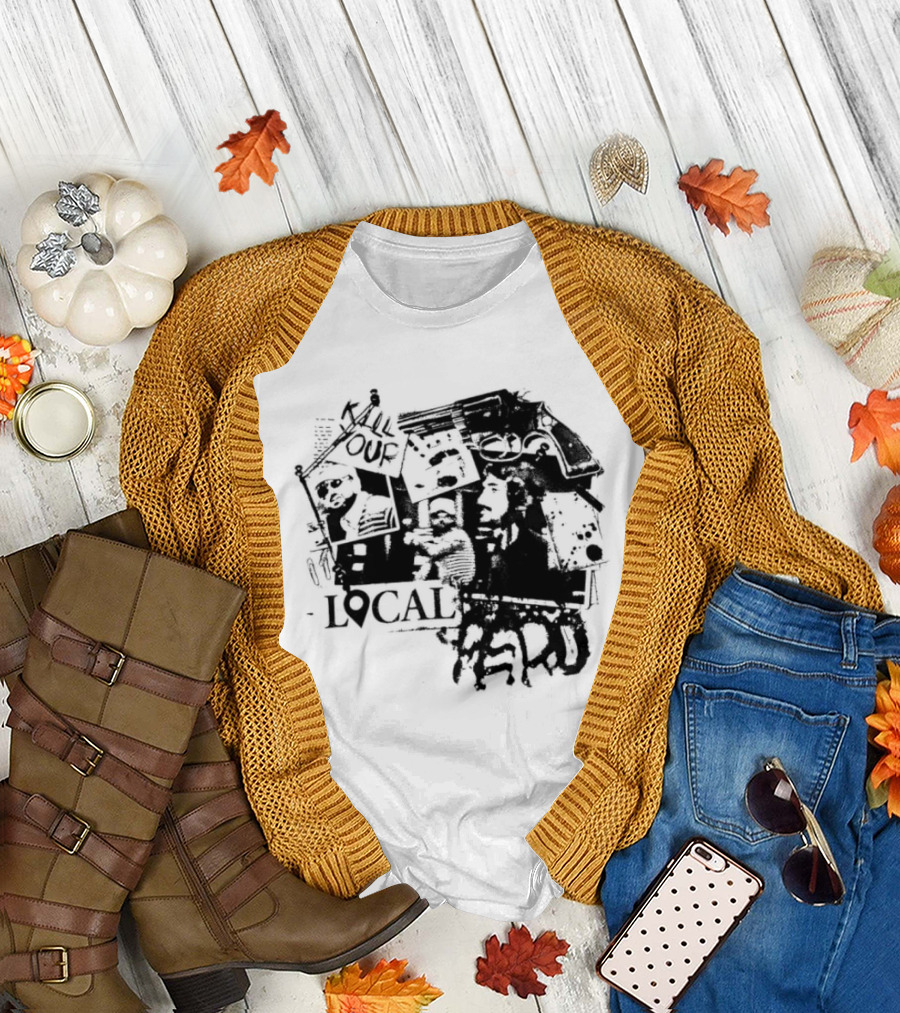 Kill Your Local Hero Revolver Collage Text Faces T-Shirt