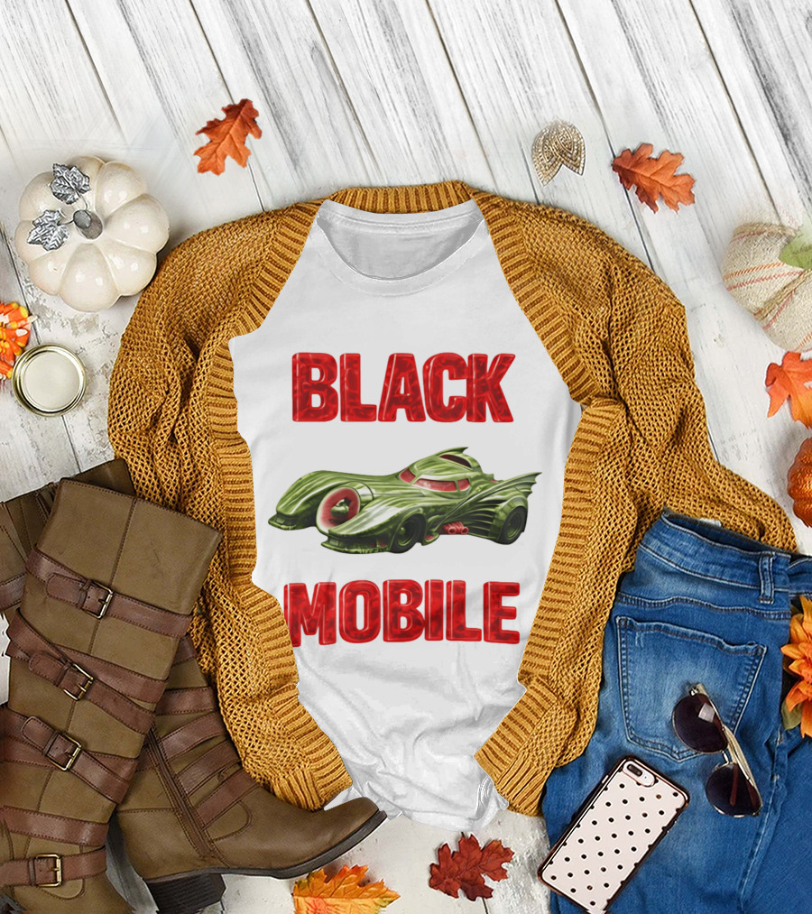 BLACK MOBILE Car Retro Inspired Vehicle T-Shirt