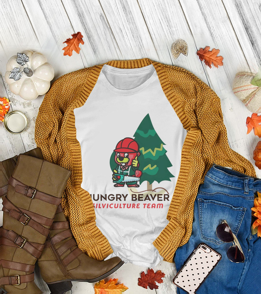 Hungry Beaver Silviculture Team Chainsaw and Tree T-Shirt
