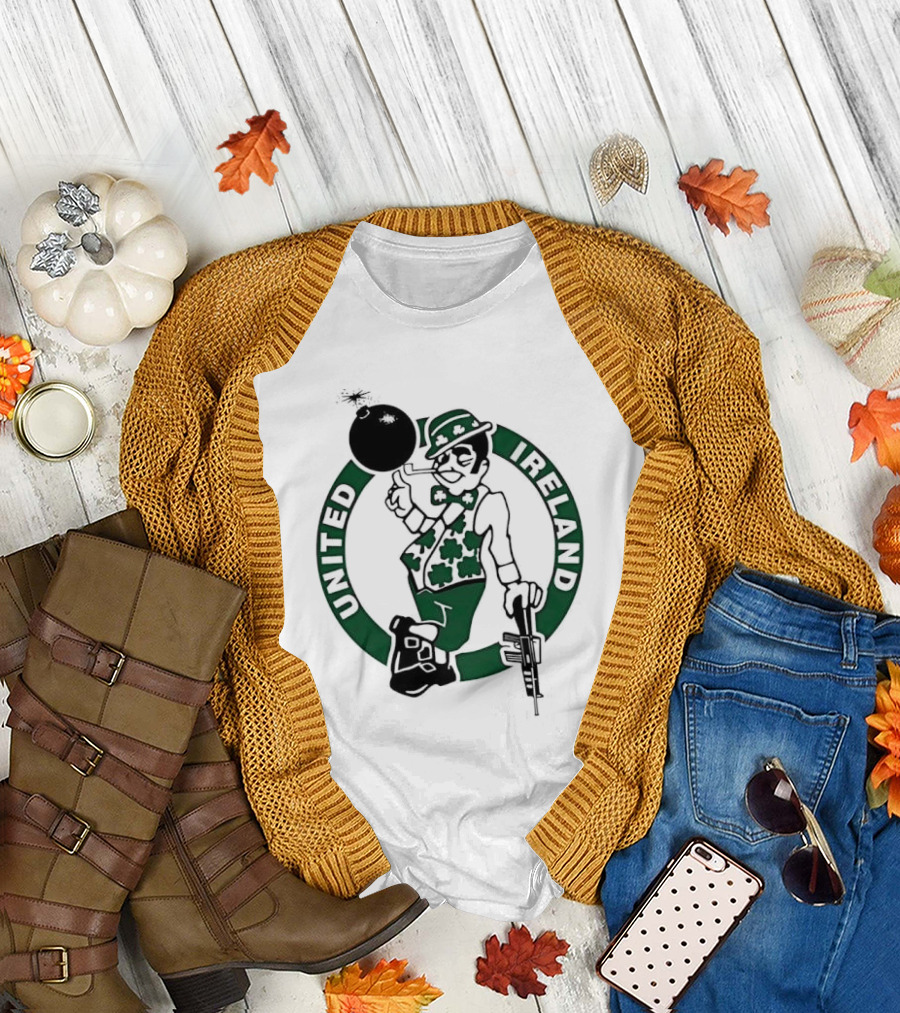 Boston Celtics United Ireland Mascot Holding Traditional T-Shirt