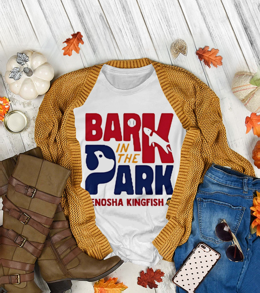 Kenosha Kingfish Bark in the Park Event with Playful Dog and Fish T-Shirt