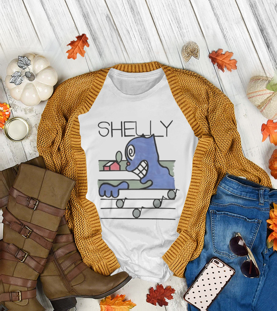 Shelly Cartoon Character with House and Music Notes T-Shirt