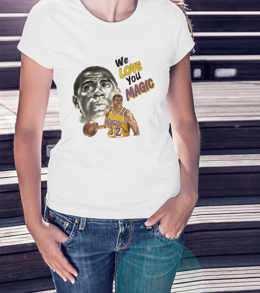 Los Angeles Lakers Magic Johnson We Love You Magic 32 Basketball Legend T-Shirt