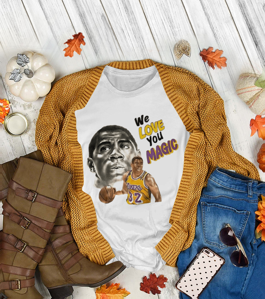 Los Angeles Lakers Magic Johnson We Love You Magic 32 Basketball Legend T-Shirt