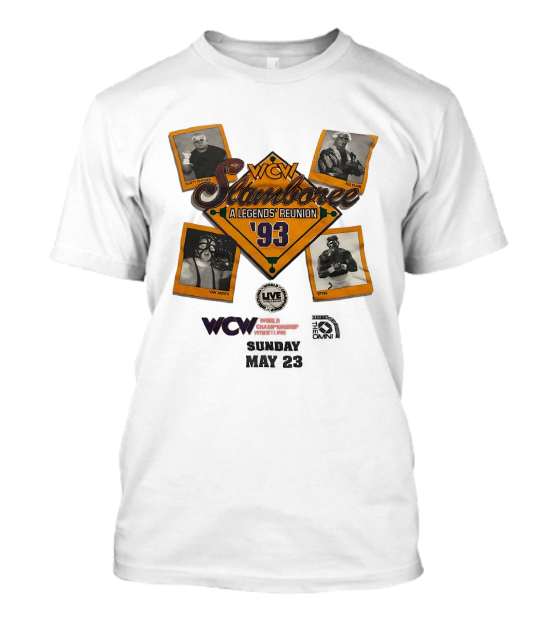 WCW Slamboree 1993 A Legends' Reunion Dusty Rhodes Ric Flair Van Vader Sting T-Shirt