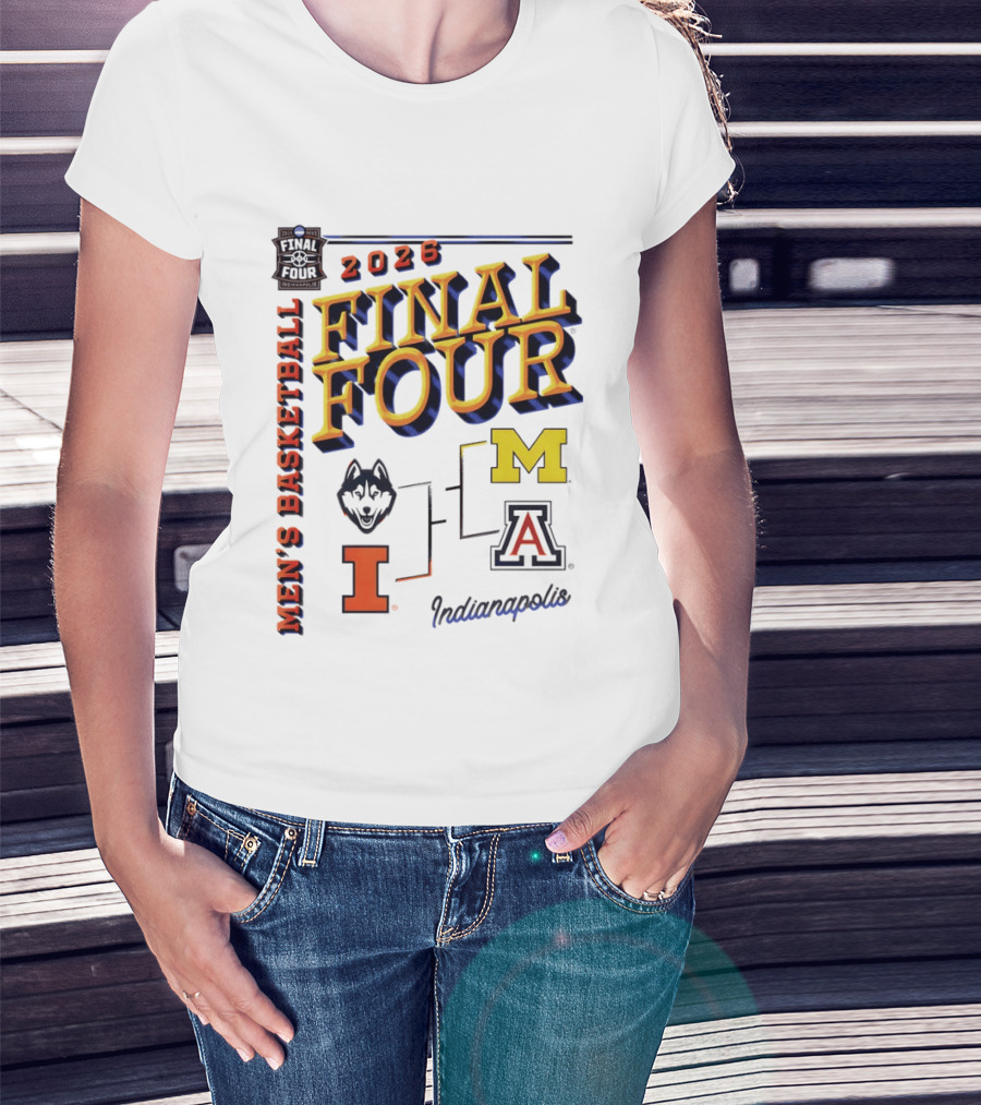 2026 Final Four Indianapolis Men's Basketball Illinois Huskies Michigan Arizona T-Shirt