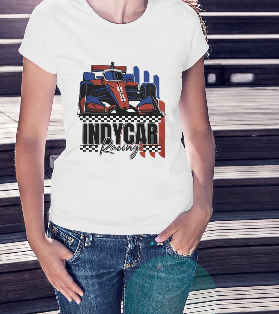 Indycar Racing Racecar Checkered Flags T-Shirt