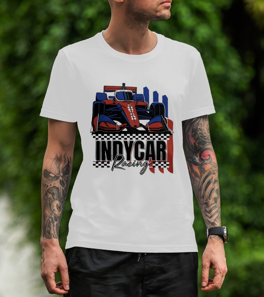 Indycar Racing Racecar Checkered Flags T-Shirt