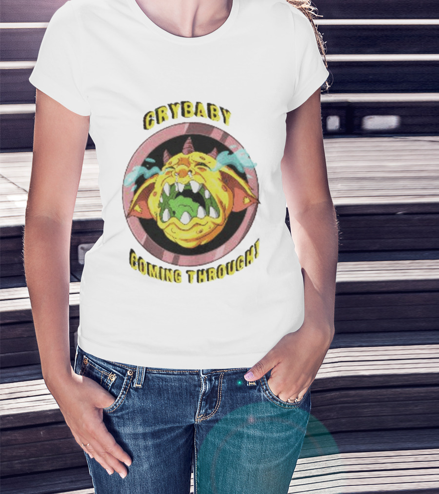 Crybaby Coming Through Monster Illustration With Tears And Horns T-Shirt