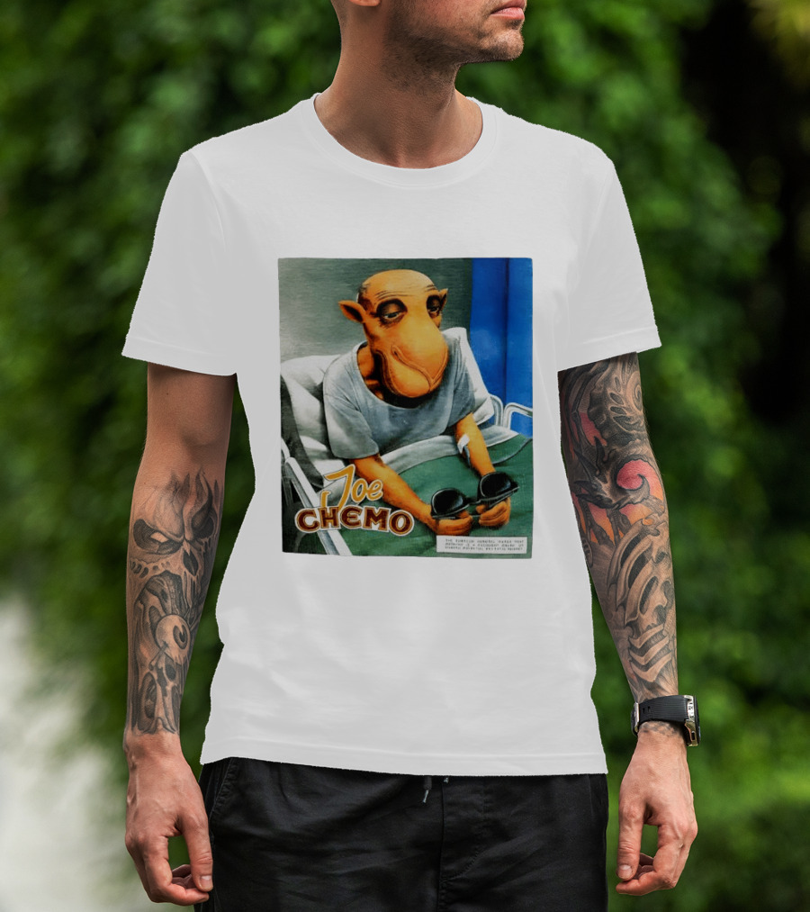 Joe Chemo Hospital Gown Character In Bed Holding Sunglasses T-Shirt