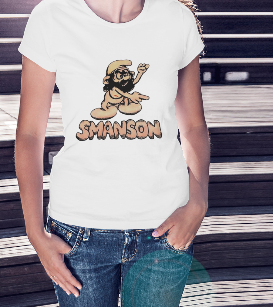 Smanson Smurf X Charles Manson Character Mashup T-Shirt