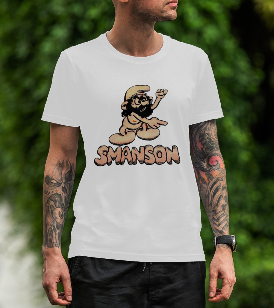 Smanson Smurf X Charles Manson Character Mashup T-Shirt