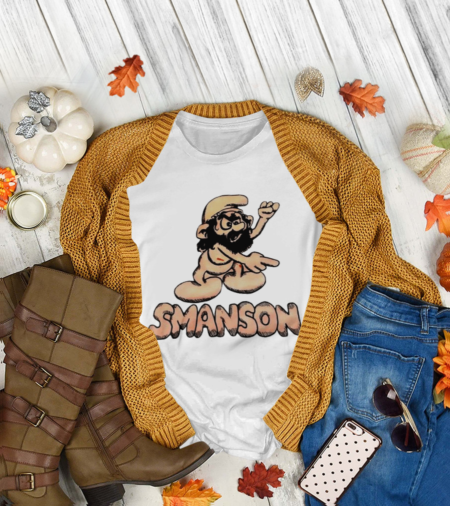 Smanson Smurf X Charles Manson Character Mashup T-Shirt