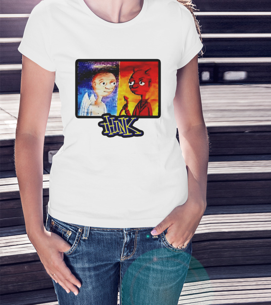 90s Classic Think Angel Vs Devil Cartoon TV Skateboard T-Shirt