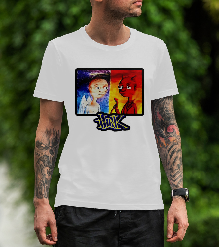 90s Classic Think Angel Vs Devil Cartoon TV Skateboard T-Shirt