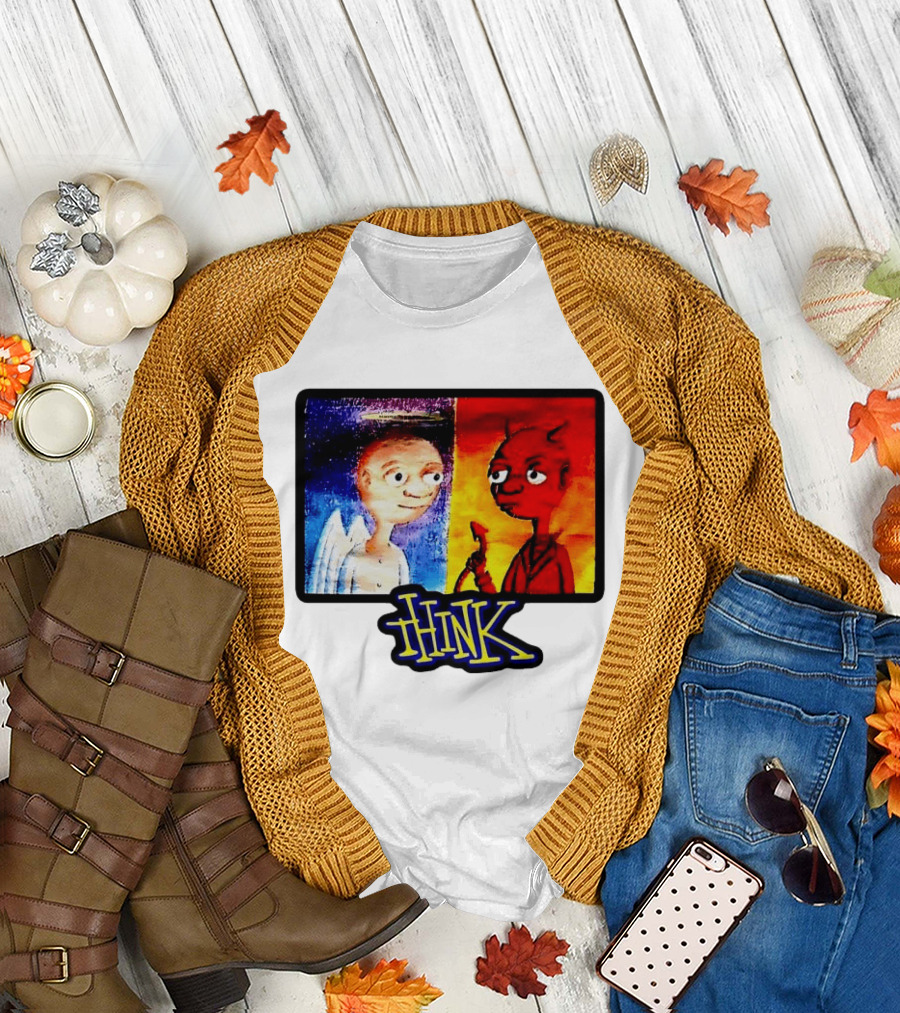 90s Classic Think Angel vs Devil Cartoon TV Skateboard T-Shirt