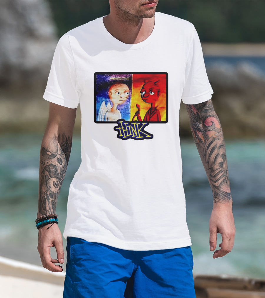 90s Classic Think Angel Vs Devil Cartoon TV Skateboard T-Shirt