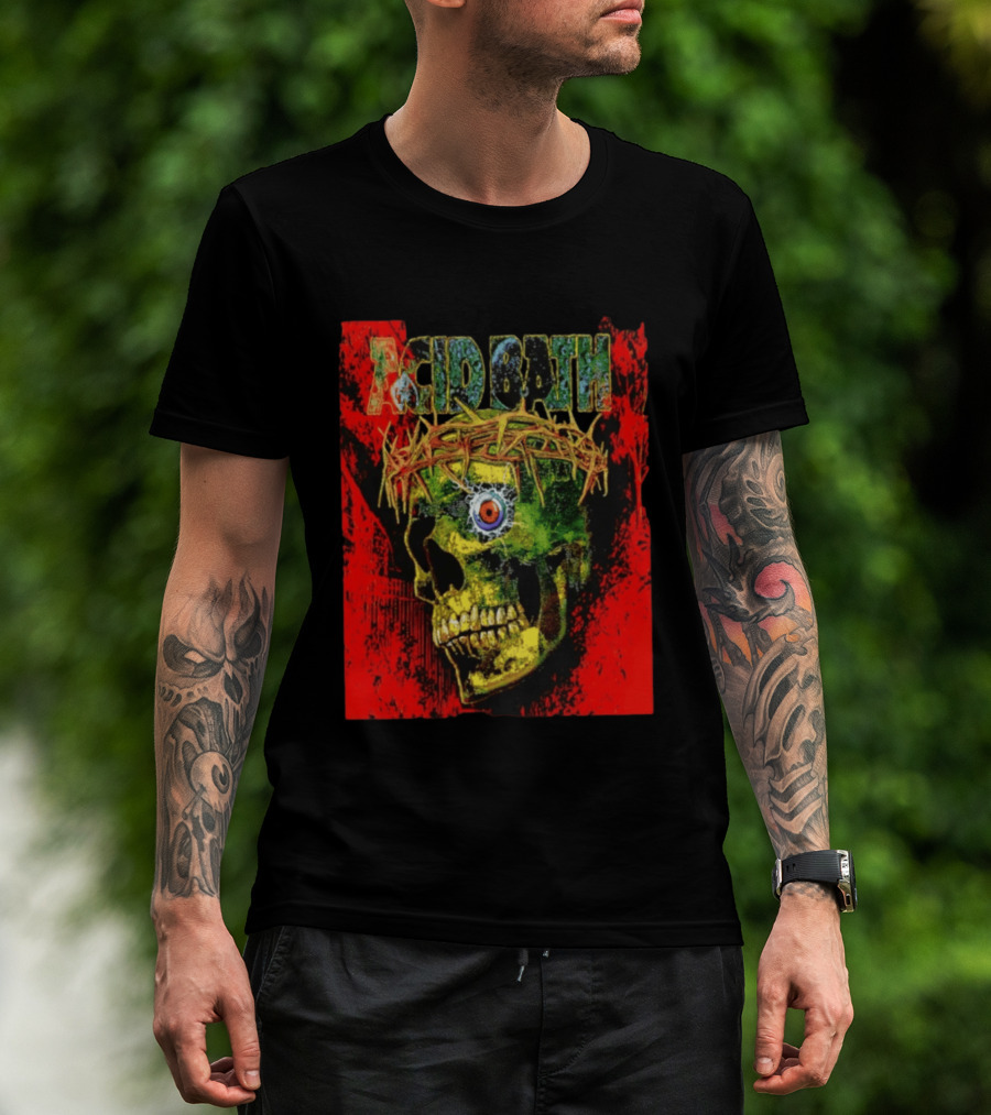 Acid Bath Skull Crown Of Thorns Red T-Shirt