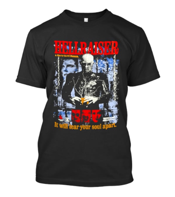 Hellraiser A Film By Clive Barker It Will Tear Your Soul Apart Pinhead Horror T-Shirt