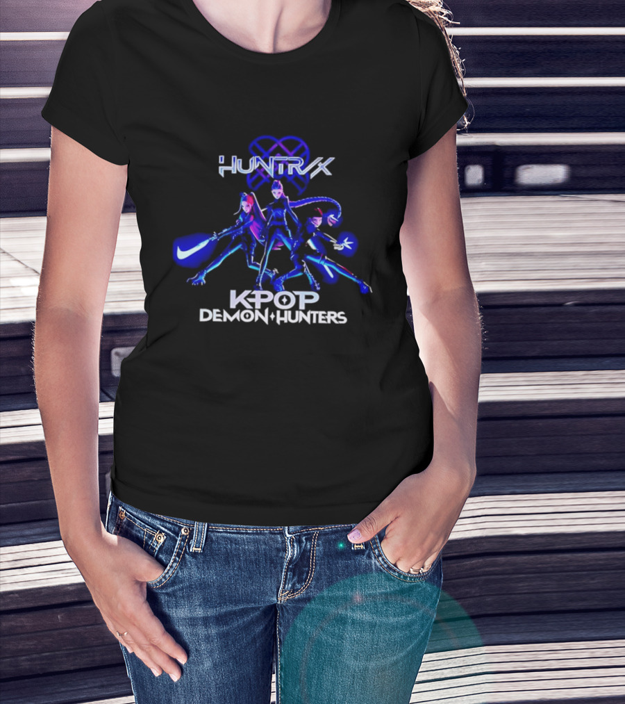 Huntrix K Pop Demon Hunters Nike Swoosh Trio Anime T-Shirt