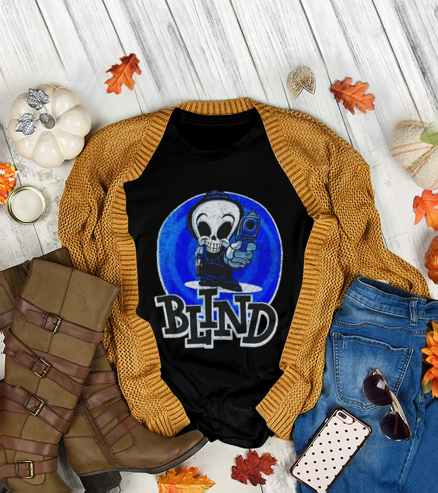 Blind Skateboards Grim Reaper Blue Circle 1990s T-Shirt