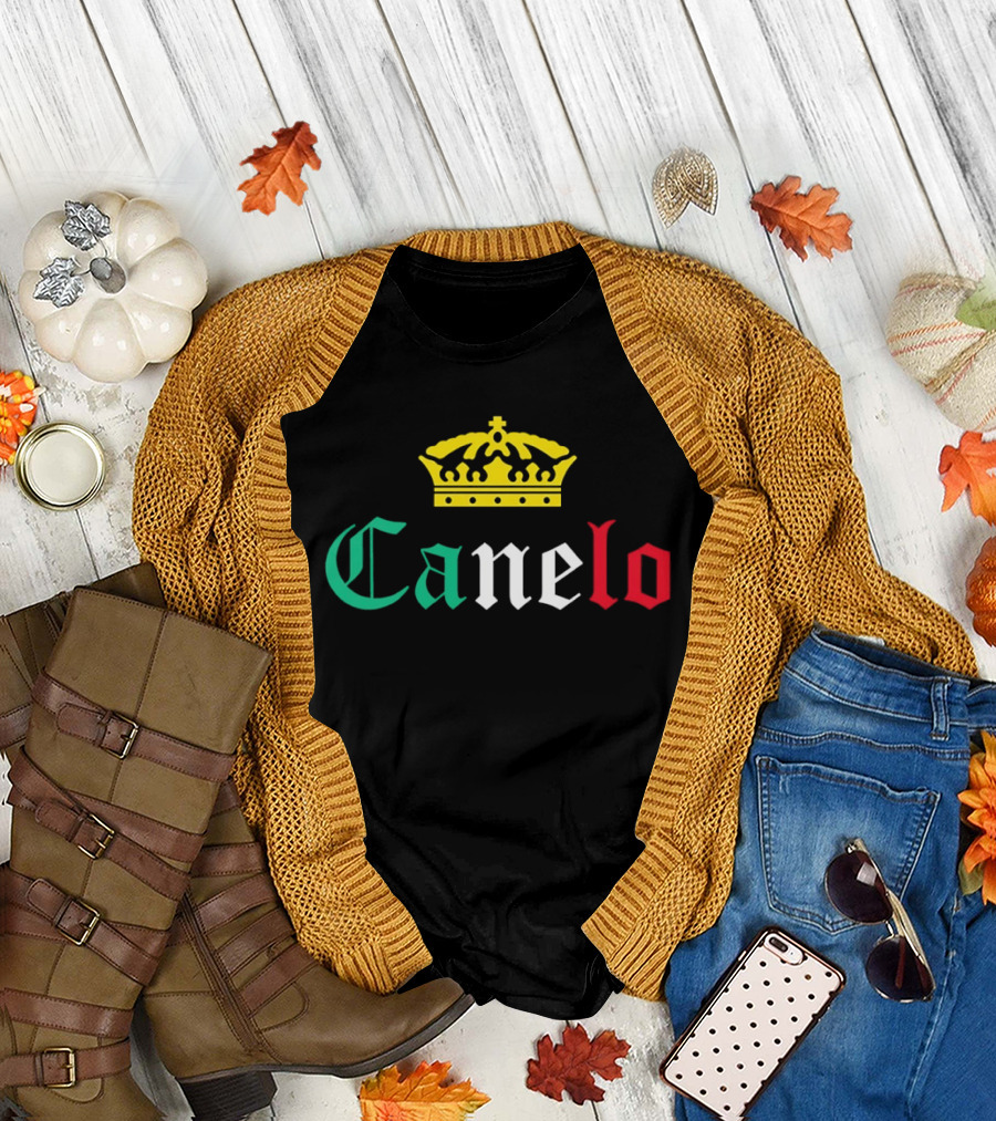 Canelo Crown Mexican Flag Colors Boxing Champion T-Shirt