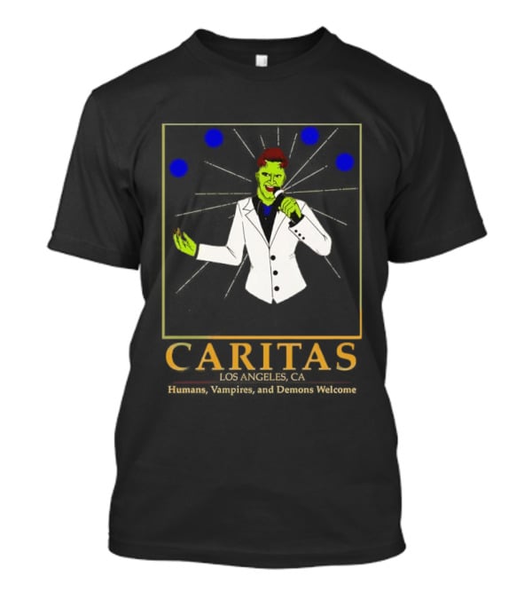 Caritas Los Angeles CA Humans Vampires Demons Welcome Singer In White Suit T-Shirt