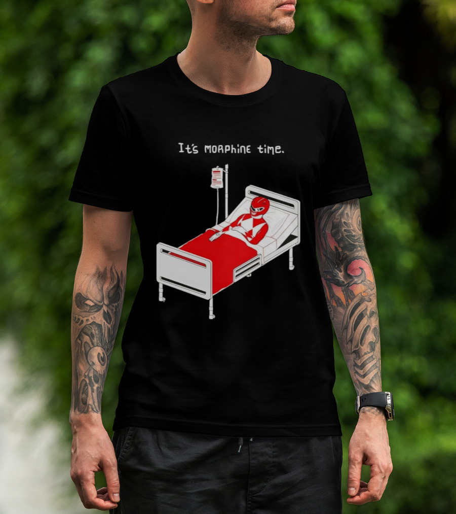 Red Ranger It's Morphin Time Power Rangers On Hospital Bed Scene T-Shirt