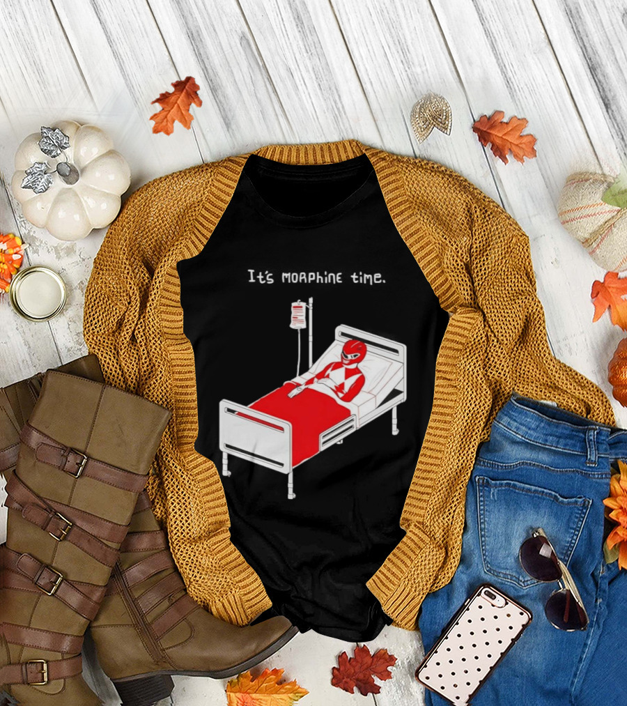 Red Ranger It's Morphin Time Power Rangers On Hospital Bed Scene T-Shirt