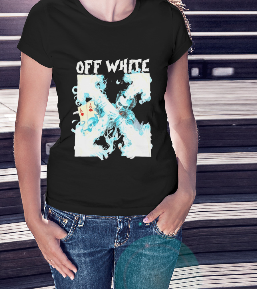 OFF WHITE Joker Blue Flame Ace Cards T-Shirt