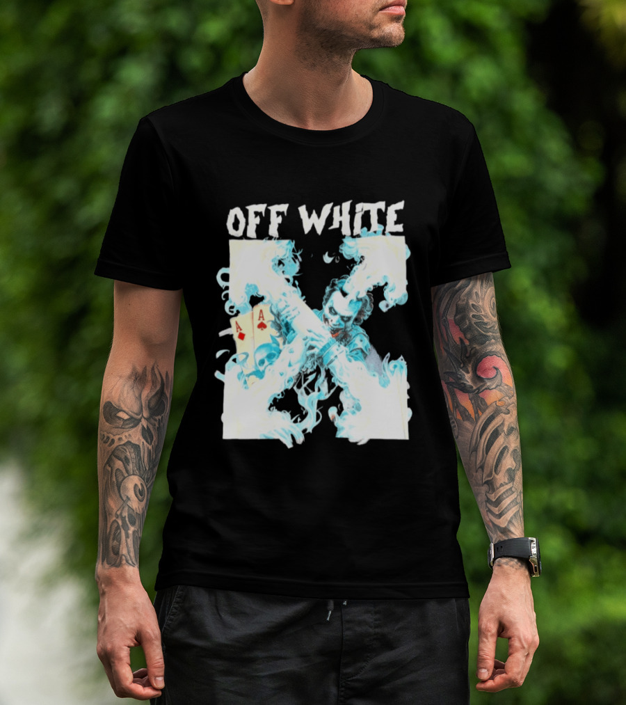 OFF WHITE Joker Blue Flame Ace Cards T-Shirt