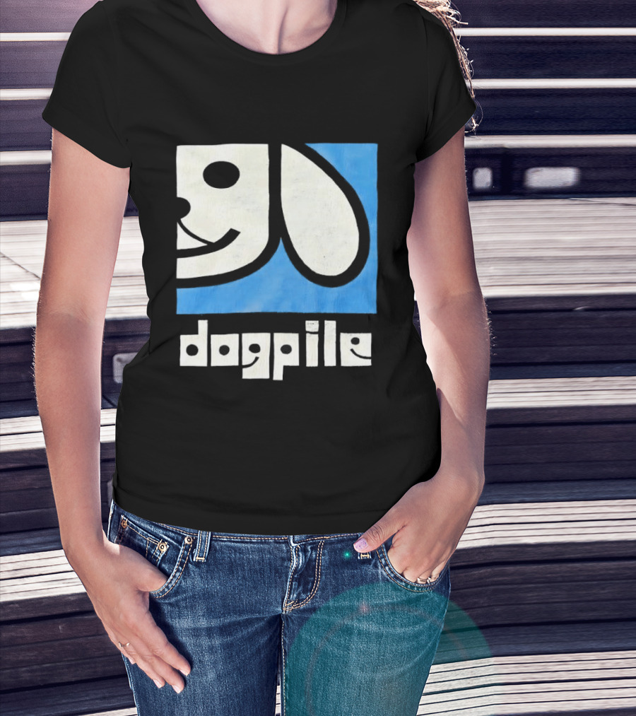 90s Dogpile Logo With Smiling Dog Face T-Shirt