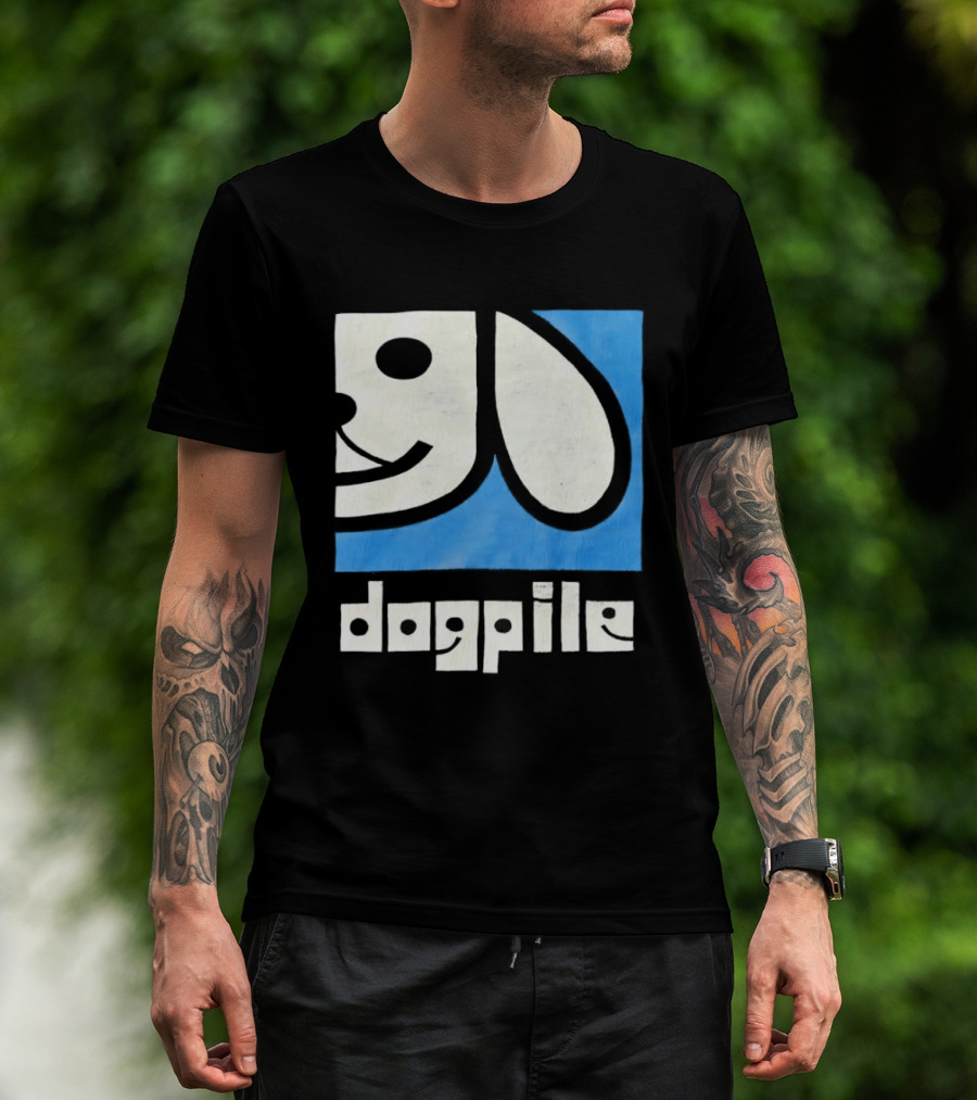 90s Dogpile Logo With Smiling Dog Face T-Shirt